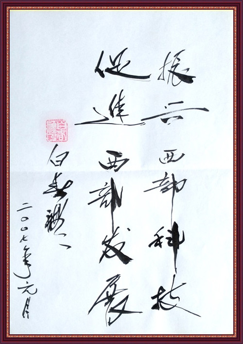 中科院原院长白春礼院士题词